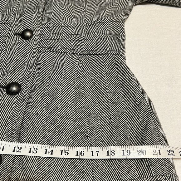 Esprit Women’s M Wool Blend Herringbone Coat Faux Fur Hood Button Front Winter - Picture 11 of 15